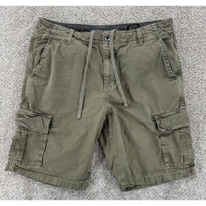 Lucky Brand Type L-54C Cargo Shorts Mens 34 Green Cotton Flat Front Pockets 10"